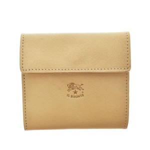 イルビゾンテ メンズ&レディース 二つ折り財布 ミニ財布/IL BISONTE MEDIUM WALLET レザー ロゴ シンプル 二つ折り財布 ミニ財布 アイボ