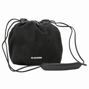 ジルサンダー レディース ショルダーバッグ/JIL SANDER DUMPLING DRAWSTRING SM レザー ロゴ 無地 ショルダーバッグ ブラック/ブラック 