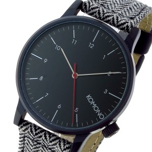 コモノ メンズ 腕時計/KOMONO Winston-Herringbone レザー 腕時計 ブラック 送料無料/込 卒業祝入学祝プレゼント