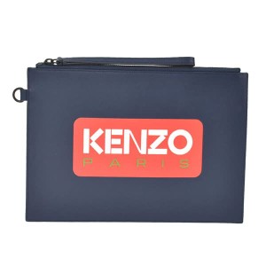 ケンゾー メンズ&レディース クラッチバッグ/KENZO LARGE CLUTCH レザー ロゴ クラッチバッグ ブルー系 送料無料/込 父の日ギフト