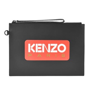 ケンゾー メンズ&レディース クラッチバッグ/KENZO LARGE CLUTCH レザー ロゴ クラッチバッグ ブラック系 送料無料/込 父の日ギフト