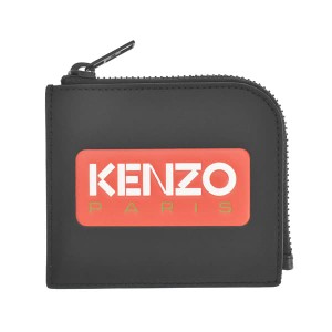 ケンゾー メンズ&レディース コインケース 小銭入れ/KENZO ZIP WALLET レザー ロゴ L字ファスナー コインケース 小銭入れ ブラック系 送