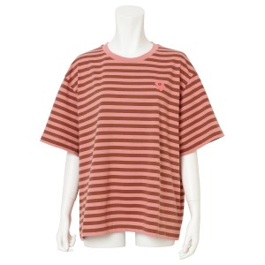 [即日発送]マリメッコ レディース Tシャツ カットソーSサイズ/marimekko クルーネック 半袖 ボーダー柄 Tシャツ カットソー ピンク×ブラ