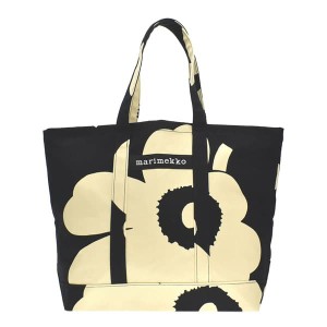 マリメッコ レディース トートバッグ ショルダーバッグ 手提げかばん/marimekko PERUSKASSI JUHLA UNIKKO BAG BLACK/ LIGHT YELL 花柄 ウ