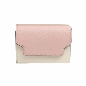 [即日発送]マルニ レディース 三つ折り財布 ミニ財布/MARNI レザー ロゴ シンプル 三つ折り財布 ミニ財布 ピンク ホワイト ナチュラル 送