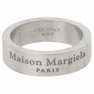 メゾンマルジェラ レディース&メンズ フラットバンドリング 指輪 平打ちリング10号〜11号相当/MaisonMargiela LOGO RING シルバー ロゴ 