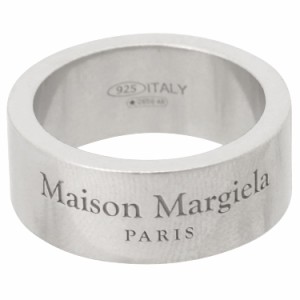 メゾンマルジェラ レディース&メンズ フラットバンドリング 指輪 平打ちリング10号〜11号相当/MaisonMargiela LOGO RING シルバー ロゴ 