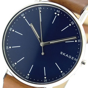 スカーゲン メンズ 腕時計/SKAGEN シグネチャー SIGNATUR レザー 腕時計 ネイビー/ブラウン 送料無料/込 母の日ギフト