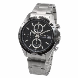 セイコー メンズ 腕時計/SEIKO クロノグラフ 3連ブレス ステンレス 腕時計 ブラック/シルバー 送料無料/込 母の日ギフト