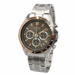 セイコー メンズ 腕時計/SEIKO クロノグラフ 3連ブレス ステンレス 腕時計 ブラウン/シルバー 送料無料/込 父の日ギフト