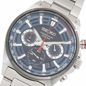 セイコー メンズ 腕時計/SEIKO クロノグラフ 100M防水 3連ブレス 腕時計 ブルー シルバー 送料無料/込 父の日ギフト