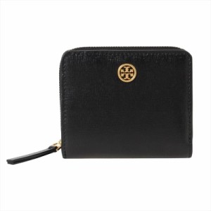 トリーバーチ レディース 二つ折り財布 ミニ財布/TORY BURCH ラウンドファスナー レザー ロゴ 二つ折り財布 ミニ財布 Black 送料無料/込 