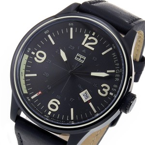 トミーヒルフィガー メンズ 腕時計/TOMMY HILFIGER レザー 腕時計 ブラック 送料無料/込 クリスマスプレゼントの通販はau