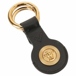 ヴェルサーチェ メンズ キーホルダー キーリング/VERSACE レザー メドゥーサ キーホルダー キーリング ブラック/ゴールド 送料無料/込 父