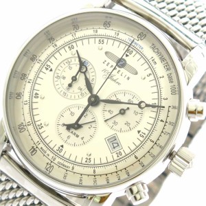 [即日発送]ツェッペリン メンズ 腕時計/Zeppelin クロノグラフ メッシュベルト デイト 腕時計 シルバー 送料無料/込 父の日ギフト