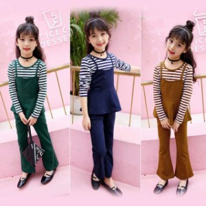 子供服 女の子 セットアップ カットソー パンツセット おしゃれ 長袖Ｔシャツ 秋 綿 トップス シンプル キッズ 中学生 洋服(メ便不可)