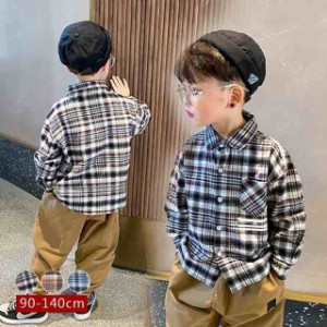 子供服ネルシャツシャツチェック柄長袖キッズ綿チェックシャツカジュアル丈夫軽量男の子通気性かっこいい女の子