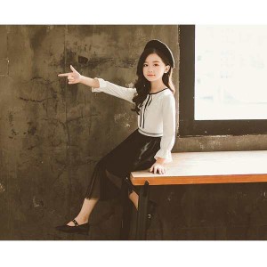 韓国子供服 ２点セット長袖 トップス+チュール スカート 春秋 カジュアル セットアップ ゆったり 可愛い 上品 新作