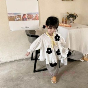 女の子シャツ 白シャツ 子供服 ベビーシャツ トップス 韓国風 子供シャツ 可愛い