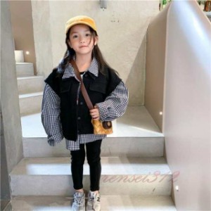 重ね着風シャツ　ジャケット 長袖 子供服 女の子 キッズ こども 子ども アウター 子ども服 秋服