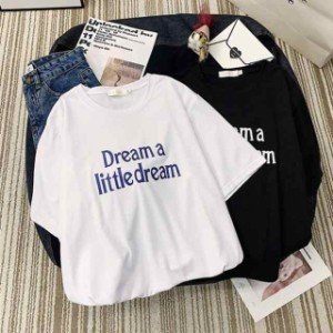 プリントT 半袖 レディース Tシャツ ゆったり サマーTシャツ ビッグ カットソー 夏 女性 夏Tシャツ 丸首 半袖Tシャツ 大きいサイズ