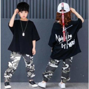 子供ジャージ Tシャツ   迷彩パンツ  セットアップ  ズボン スポーツウェア キッズ ダンス衣装  普通着