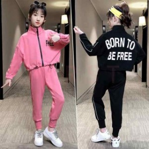 2点セット 韓国子供服 キッズ セットアップ 女の子 春秋 長袖トップス 長ズボン 上下セット ダンス衣装 オシャレ ジュニア 子ども服 小学