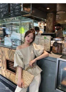 韓国 ファッション レディース 夏 春夏レディースチュニック パフスリーブ 着痩せ オフショルダー 大人可愛い カジュアルスタイル ストラ