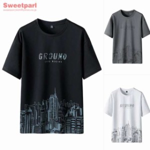 tシャツ メンズ おしゃれ トップス ロゴtシャツ カットソー クルーネック 半袖 ティーシャツ 細身  夏物 新作