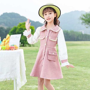 子供服 ワンピース 160 ピンク キッズ 女の子 春服 長袖ワンピース 韓国子供服 子供ドレス dress 子ども服 ベビー服 お姫様 おしゃれ 可