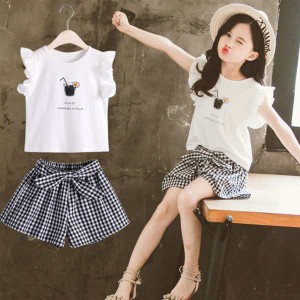 セットアップ 女の子 夏服 Tシャツ+ショーツ 2点セット オシャレ ジュニア服キッズ ベビー マタニティ キッズファッション スーツ カジュ