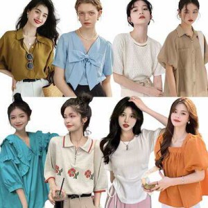 7月夏新作販売 韓国ファッション 着痩せ トップス シャツ ?袖tシャツ 半袖 レディース