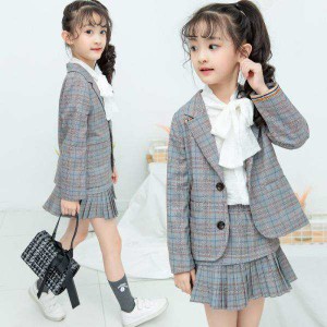 韓国子供服  スーツ プリーツスカート リボンシャツ 入学式 卒業式 卒服 女の子 ジャケット 3点セット 