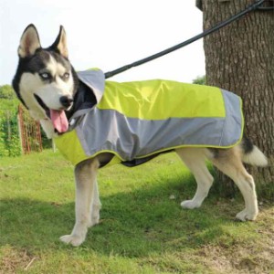 犬用 レインコート ポンチョ 中型犬 大型犬 ドッグウェア かわいい ペット 服 ウェア 雨具 防水 軽量 反射テープ付き ドッグレインコート