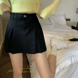 ミニスパンツ レディース ボトムス ショート丈 ホットパンツ スカート 女性着 ハイウエスト デニムパンツ 着痩せ トップス Tシャツ フリ