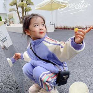 韓国子供服 女の子 春秋 長袖 トップス + パンツ 2色 ２点セット シンプル 超可愛い