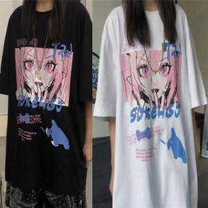 かわいい ｔシャツ 半袖 アニメ プリント 原宿系 韓国系 ファッション レディース トップス 森ガール 夏服 大きいサイズ 男女兼用 S-5XL