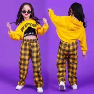 キッズダンス衣装 ヒップホップ HIPHOP 子供 ダンストップス パンツ サルエル セットアップ 女の子 ダンス衣装 ジャズダンス ステージ☆