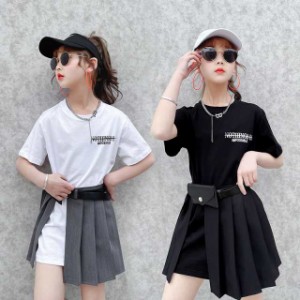 子供服 セットアップ 夏 韓国子供服 女の子 ジュニア キッズ 上下 2点セット 半袖 Tシャツ ミニスカート 可愛い おしゃれ 通学着 通園着