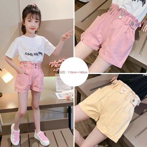 ハーフパンツ キッズ 子供服 女の子 ショートパンツ 短パン 夏服 ボトムス ストレッチパンツ ウェストゴム 伸びる 半ズボン 韓国子供服