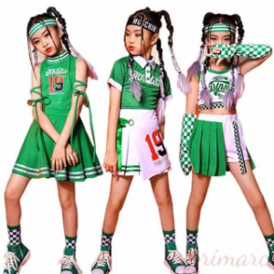 キッズダンス衣装 セットアップ チアダンス ジュニア 女の子 トップス スカート ヒップホップ 韓国 団体 HIPHOP ダンス衣装 高校生 小学