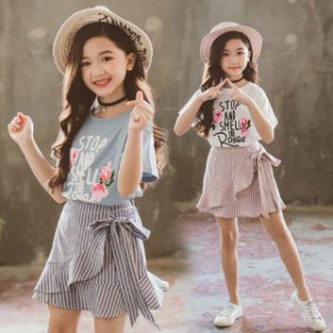 韓国こども服 セットアップ 子供服 上下 2点セット半袖Tシャツ トップス パンツ カジュアルパンツ サルエル 女の子 可愛いスタイル シン