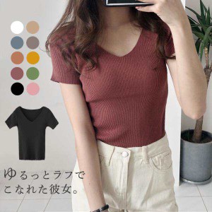 Tシャツ レディース 春 夏 トップス 半袖 tシャツ カットソー プルオーバー インナー ｖネック UVカット 大人 シルエット シンプル 送料