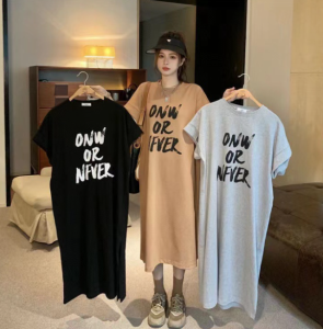 Tシャツワンピース ロングティー レディース トップス プルオーバー 半袖 夏服 部屋着 柔らか ストレート 大きいサイズ展開あり M-4XL ロ