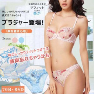 ブラジャー セットアップ ショーツ レディース 下着 レースブラジャー 脇高 補正 谷間 脇肉 セクシー シースルー 透け感 上下セット 2点