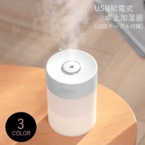 卓上加湿器 小型加湿器 USB加湿器 生活雑貨 日用雑貨 給電式 USBケーブル付き 円筒形 筒状 600ml 継続噴霧 断続噴