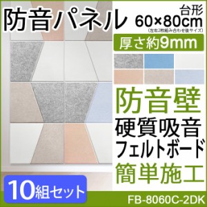 防音パネル 吸音パネル フェルメノン (Do) FB-8060C-2DK 約60×80cm 台形 左右2枚セット 10組入 防音壁 硬質吸音フェルトボード デザイン