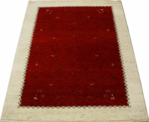 オリジナル インドギャベ 手織り ラグ カーペット 4588 (Y) レッド 約136×198cm ウール おしゃれ アジアン エスニック 引っ越し 新生活