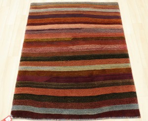ペルシャギャベ 手織り ラグ マット PG1378 (Y) 約97×136cm レッド ウール エスニック アジアン じゅうたん 絨毯 かわいい おしゃれ ギ