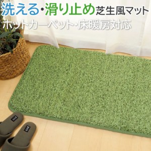 玄関マット 洗える 芝生風 シーヴァ マット (H) 約50×80cm 北欧 かわいい SNS映え ウレタン入り 滑り止め付き 手洗いOK 室内用 屋内用 